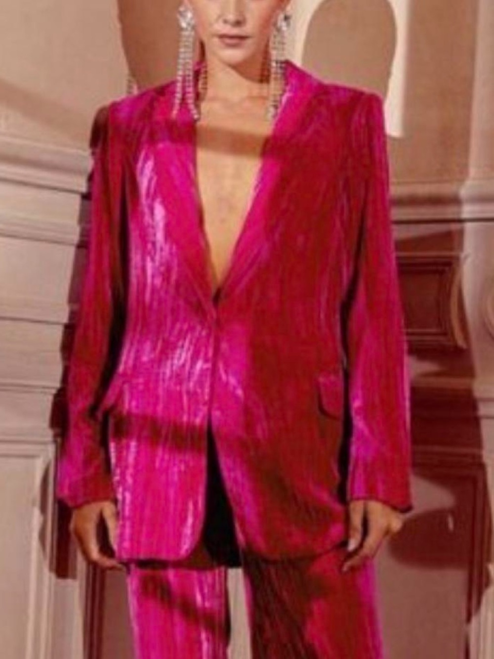 Nasty Gal Hot Pink Velvet Blazer